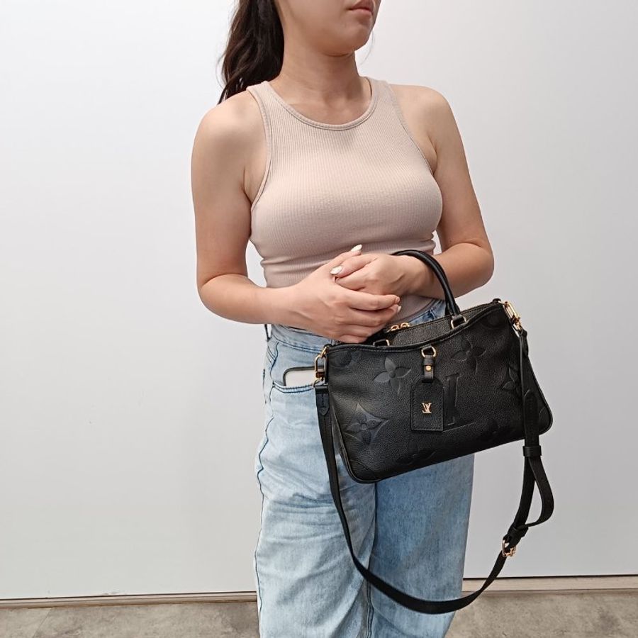 Louis Vuitton LV 黑色全皮 Trianon PM大字紋二用包/肩背包/手提包/斜背包-8