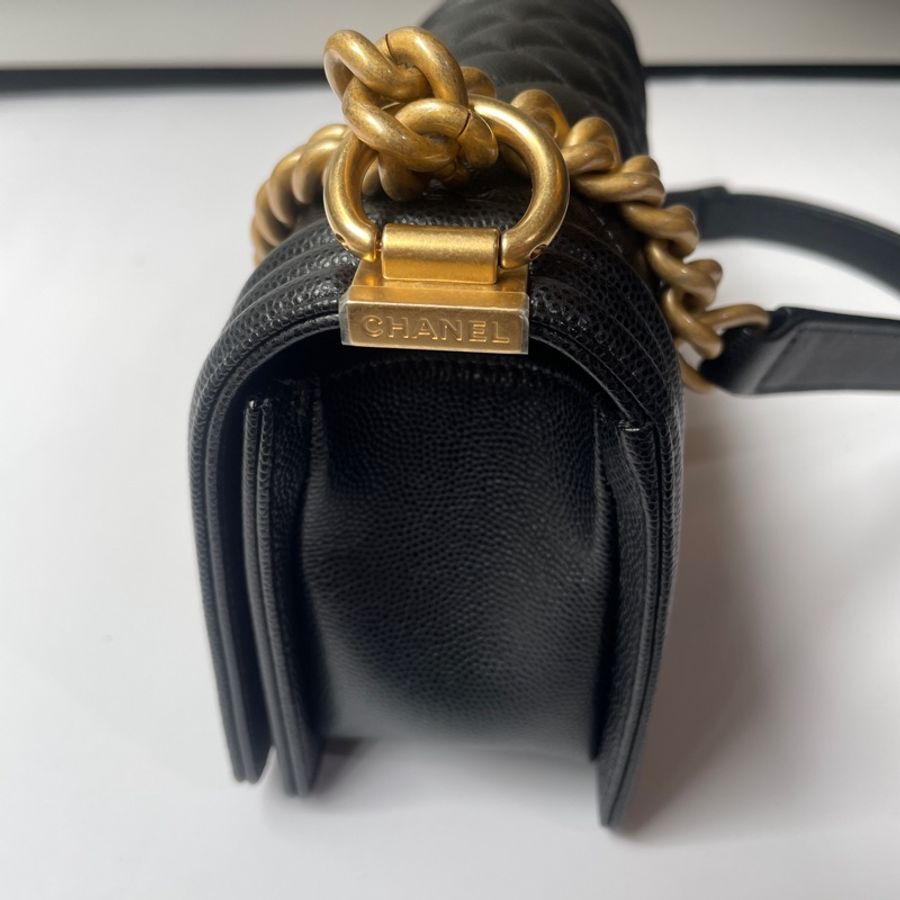 Chanel BOY Mini 黑金荔枝皮20公分-2