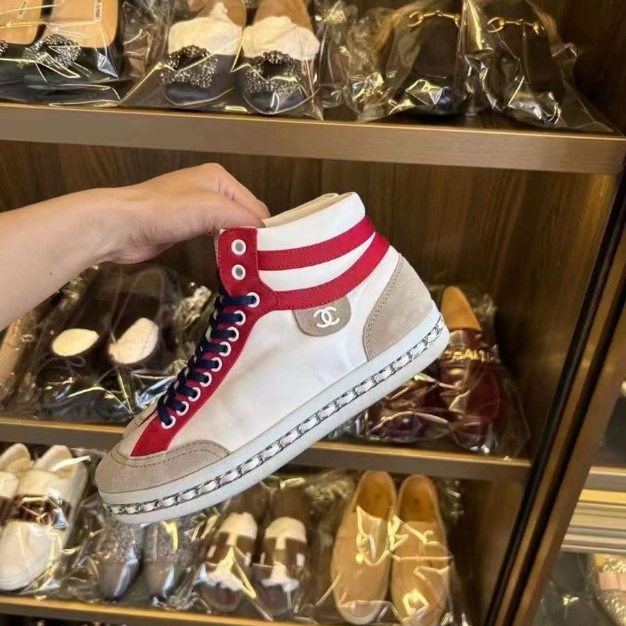 CHANEL 鏈條高筒鞋  37號  非常新-0
