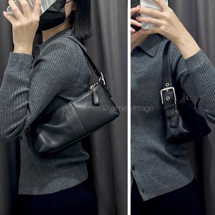 ❌售出❌J’aime Vintage | Coach Vintage Y2K真皮法棍包 黑銀配色-1