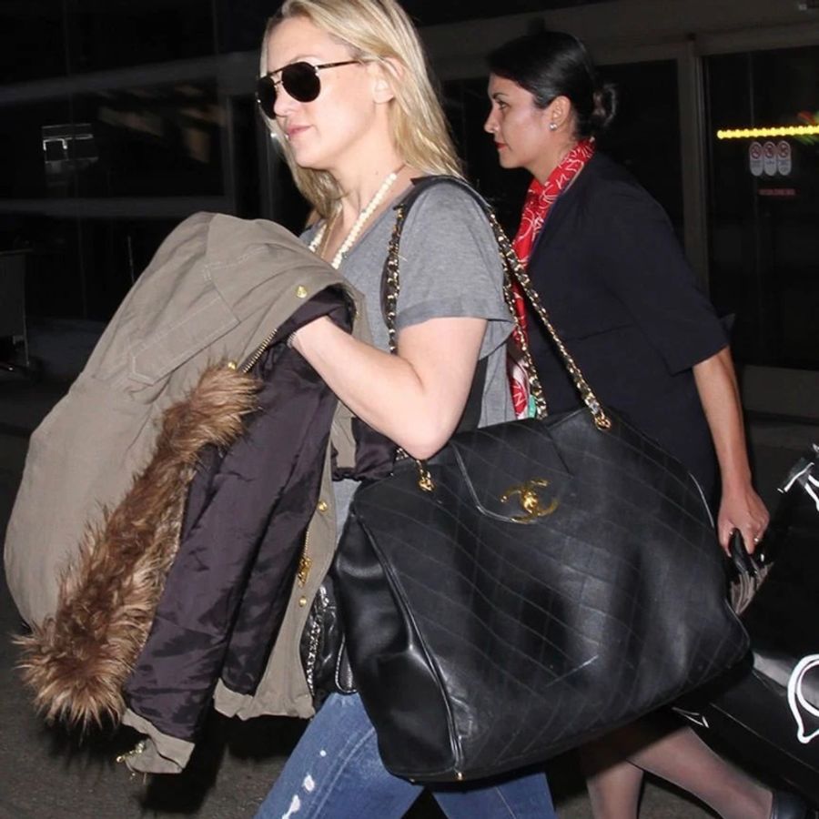 Chanel Black Quilted Lambskin CC Supermodel Weekender XL Tote Gold Hardware, 1989-1991-5