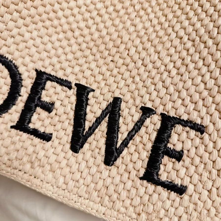 🎉新品好折扣✨Loewe Font 酒椰纖維中型托特包 付長肩帶  原色/棕褐色-13