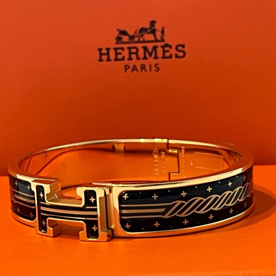Hermès Clic H Quadrige au Fil黑金手環-5