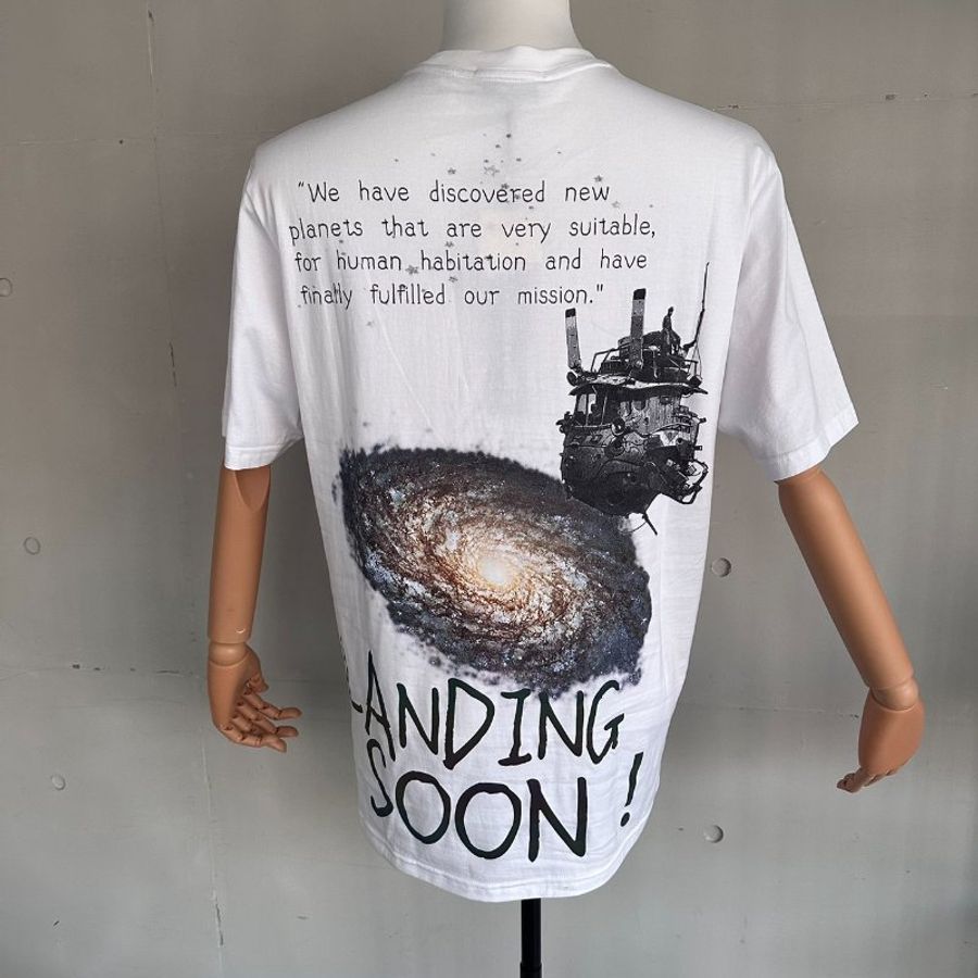 Andrea Martin 白色銀河系宇宙飛船炫彩反光短T#S-3