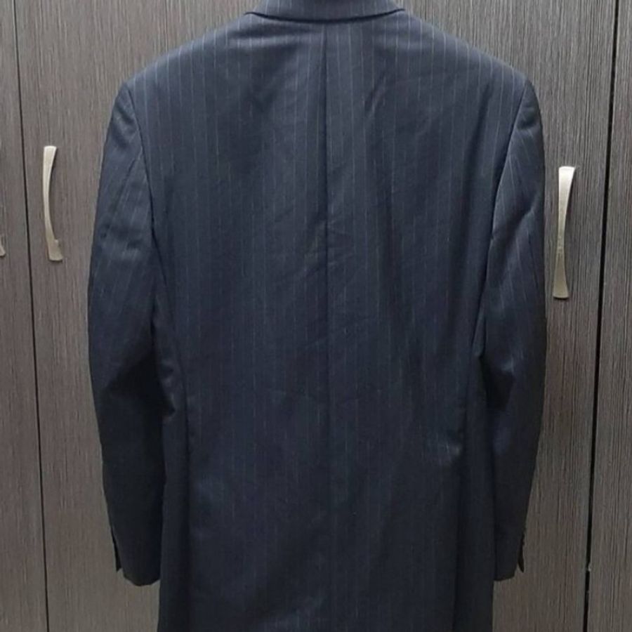 全新正品MICHAEL KORS 男深藍色條紋純羊毛西裝外套38R-1
