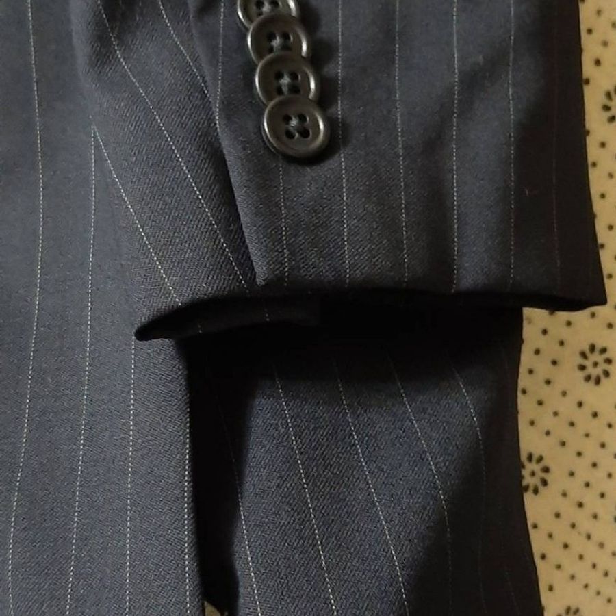 全新正品MICHAEL KORS 男深藍色條紋純羊毛西裝外套38R-4