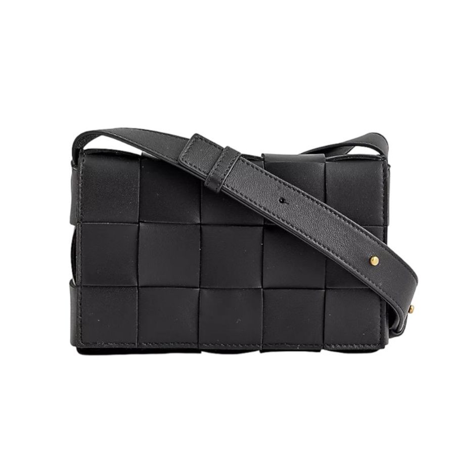 【BOTTEGA VENETA 寶緹嘉】BV Small Cassette 小款 經典編織 磁釦 斜背包 肩背包 黑色 730848-0