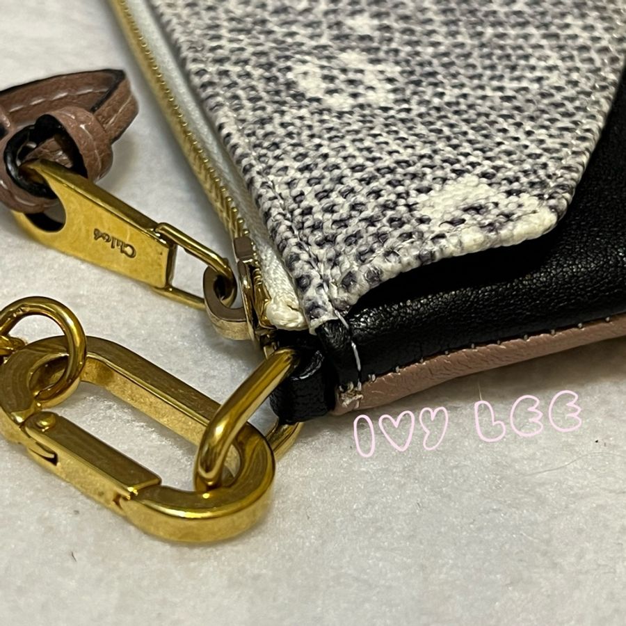 CHLOE 拼接膚色 黑色 腋下包 金色鍊包 肩背包 單肩包 手提包 二手精品-2