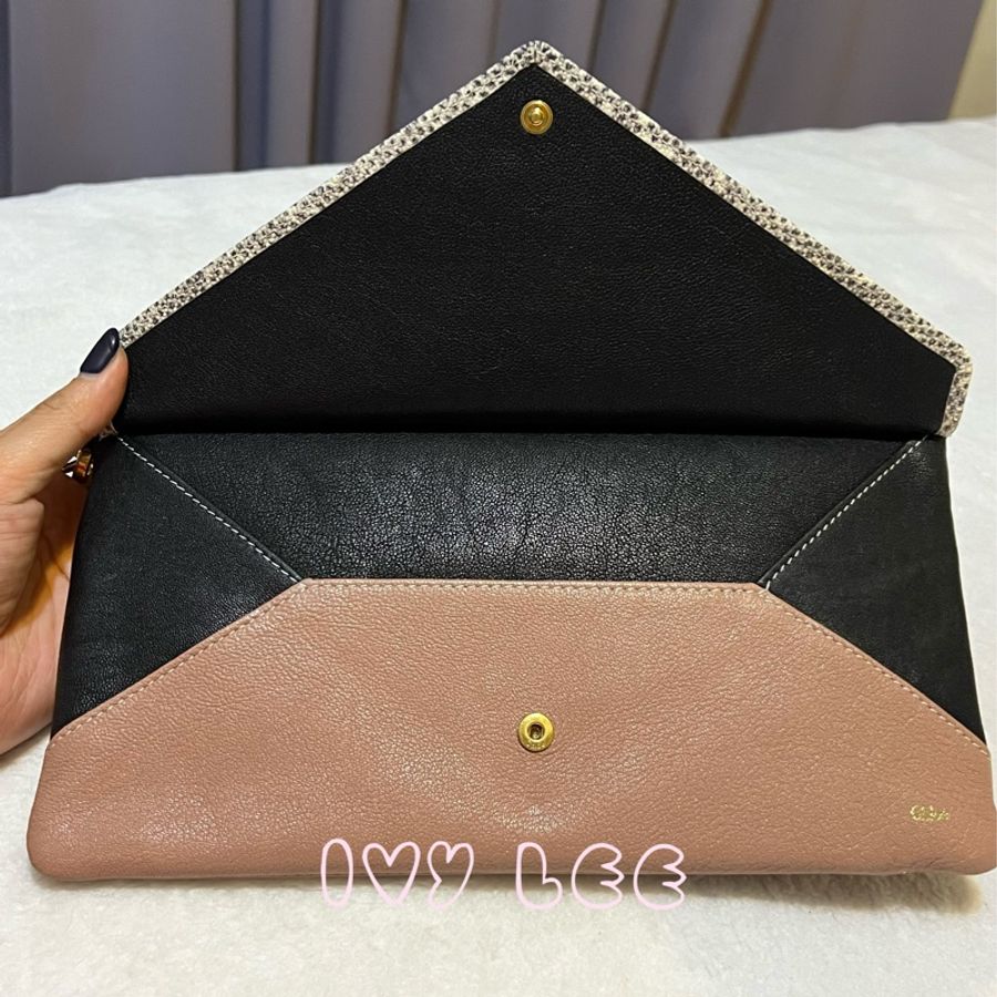 CHLOE 拼接膚色 黑色 腋下包 金色鍊包 肩背包 單肩包 手提包 二手精品-9