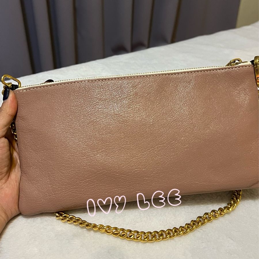 CHLOE 拼接膚色 黑色 腋下包 金色鍊包 肩背包 單肩包 手提包 二手精品-12