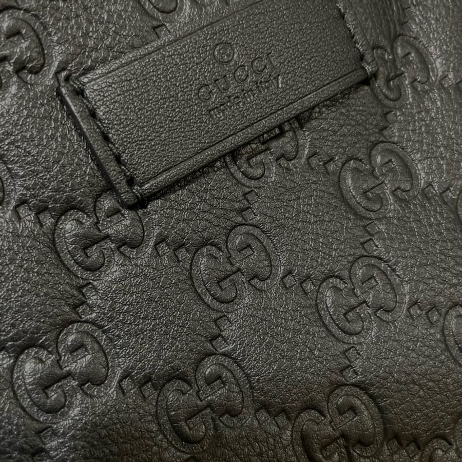 全新 Gucci 雙G緹花壓紋 全牛皮 黑色 托特包-3