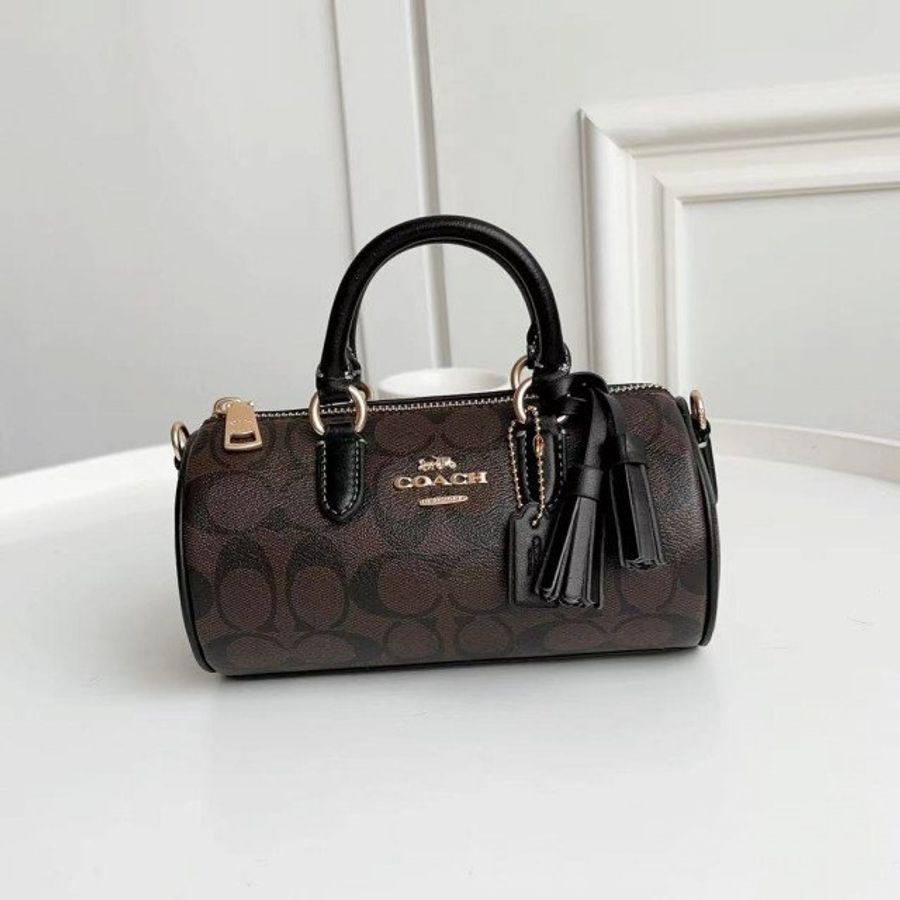 現貨接 折扣款 COACH CK689 深色老花 LACEY 圓筒包 斜背包 LV PAPILLON 巴比龍 全新正品-2