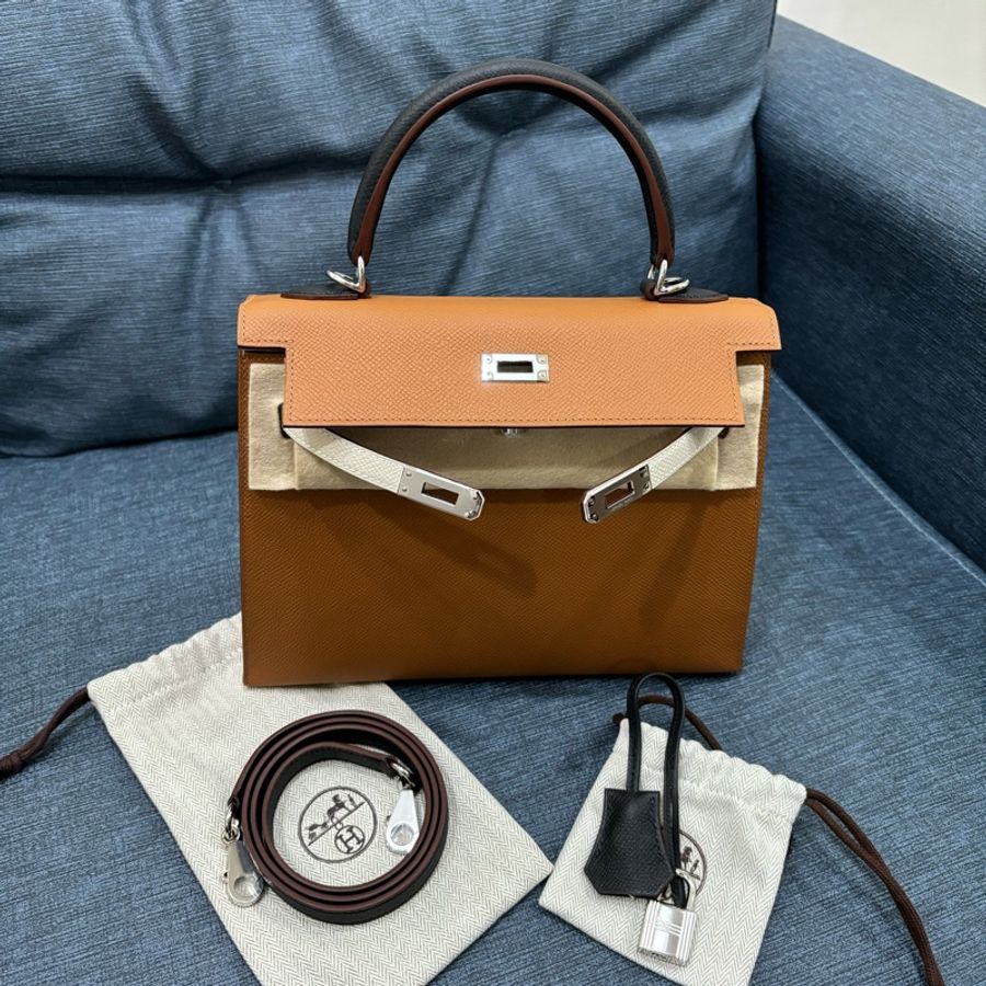 Hermès Kelly 25 外縫 銀釦 Epsom皮 B刻-10