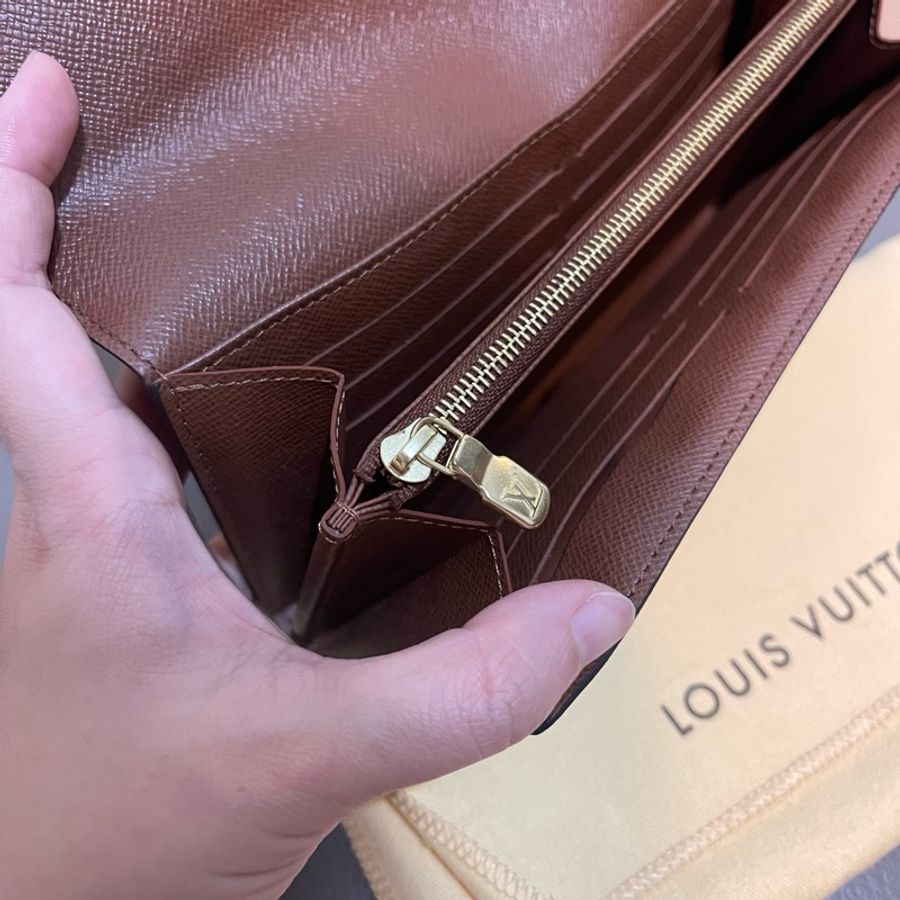 LV SARAH 經典信封長夾 老花 發財錢包-4