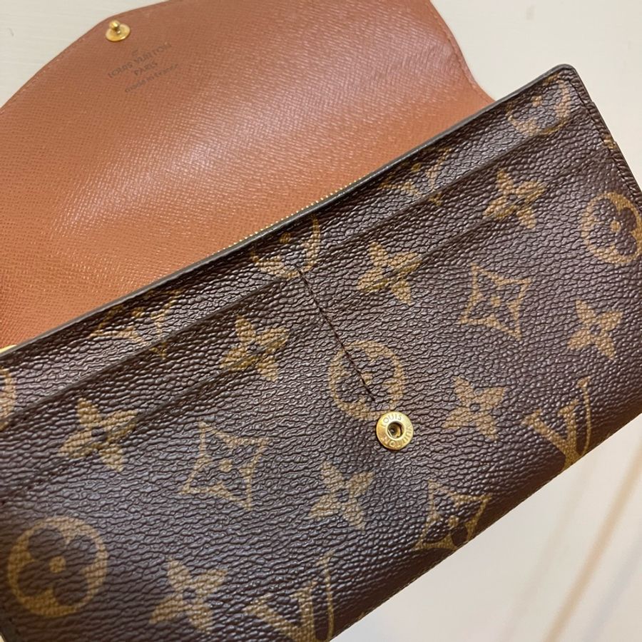 LV SARAH 經典信封長夾 老花 發財錢包-6