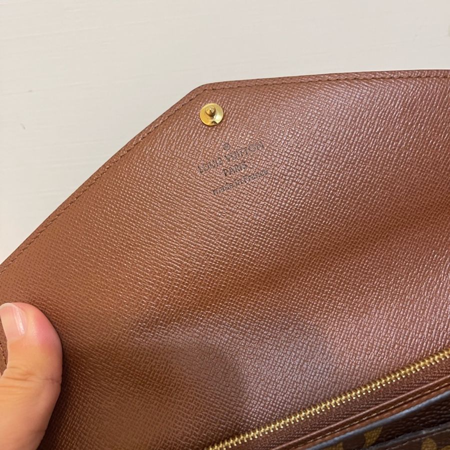 LV SARAH 經典信封長夾 老花 發財錢包-7