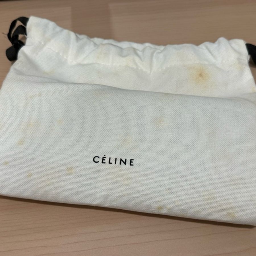 「近全新現貨」CELINE ( 暗紅色 ) 雙色真皮長-4