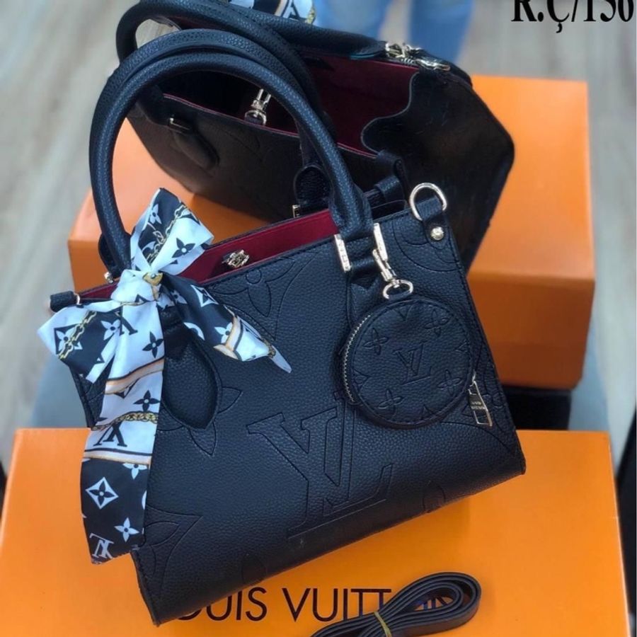 LV On The Go PM 芯片款 黑色壓紋皮革 含 LV絲巾-10