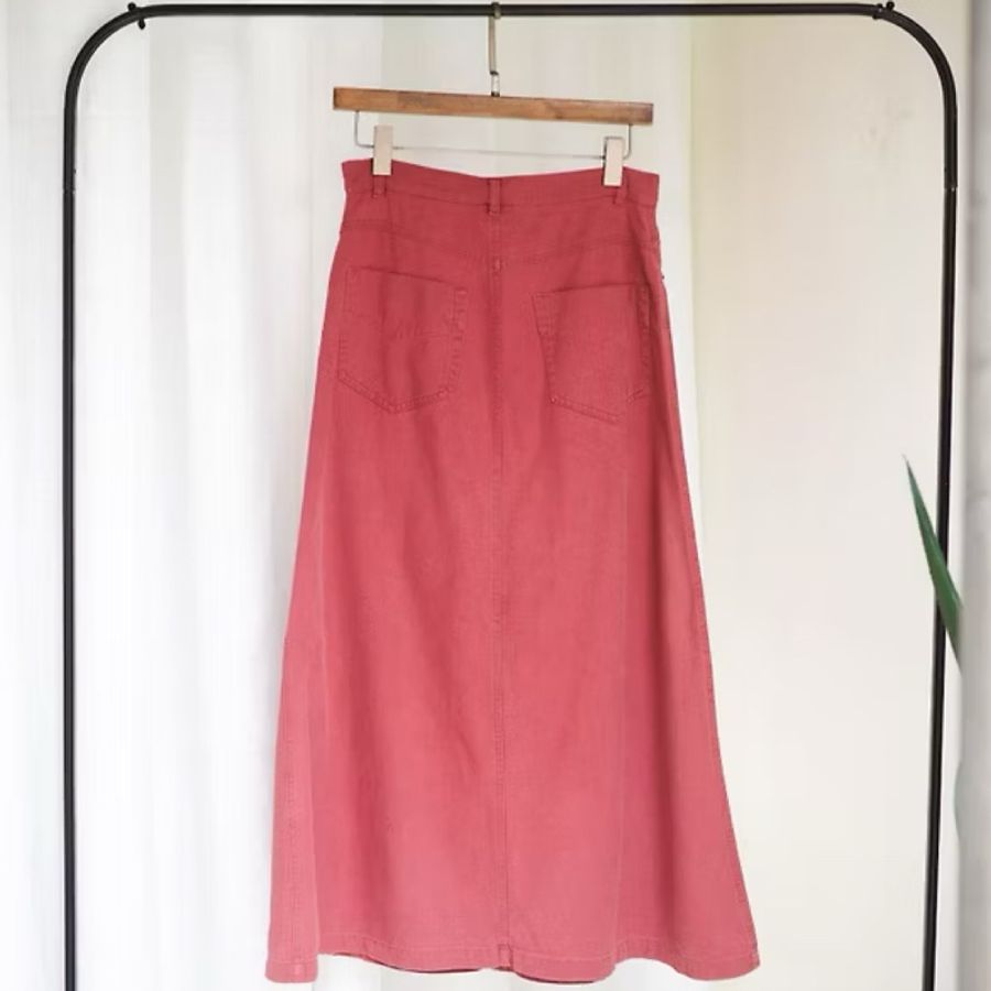 湖粉薄霧青春戀愛郊遊季節 古董棉質牛仔單寧直筒A字包裙 skirt-3
