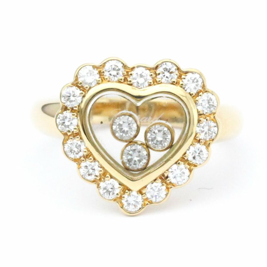 【日本直送】Chopard Happy 鑽石心形戒指 黃金 (18K) 時尚鑽石戒指 金色-0