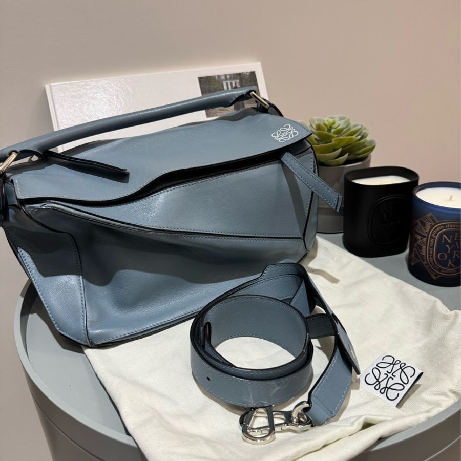 Loewe puzzle bag small 霧霾藍-7