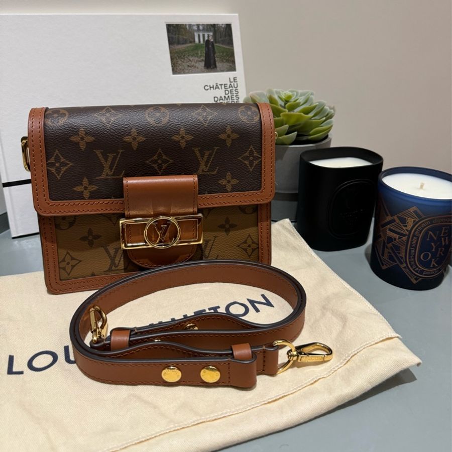 LV mini Dauphine 老花帆布-0