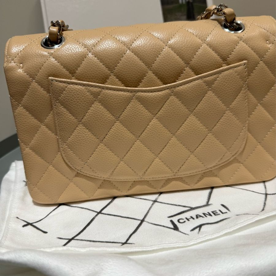 Chanel classic flap 23 杏色銀扣-4