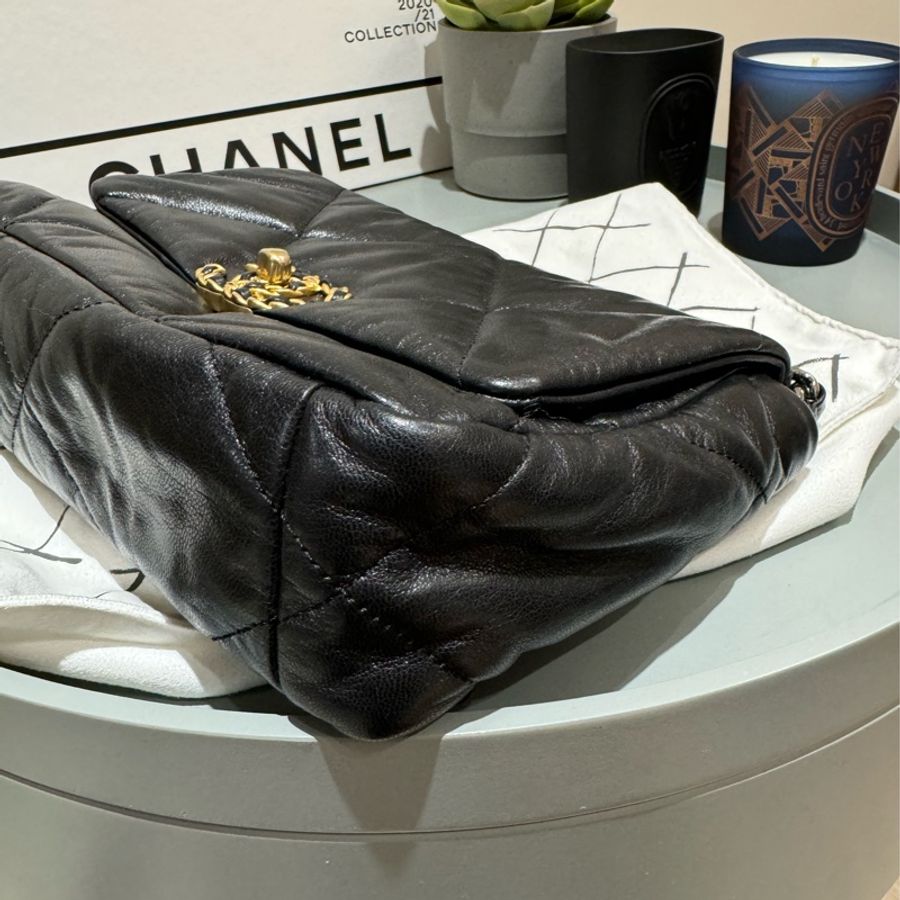 Chanel 19 bag small 黑金-4