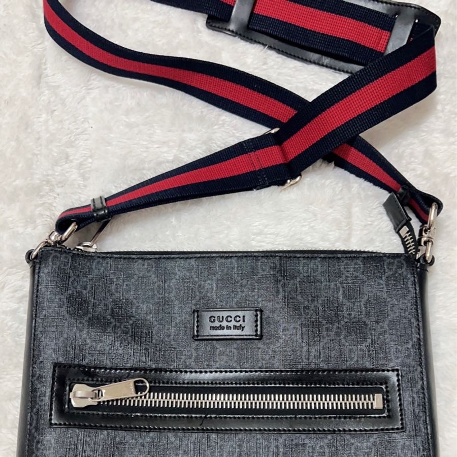 GUCCI古馳GG Supreme帆布郵差包/二手/7.5成新-0