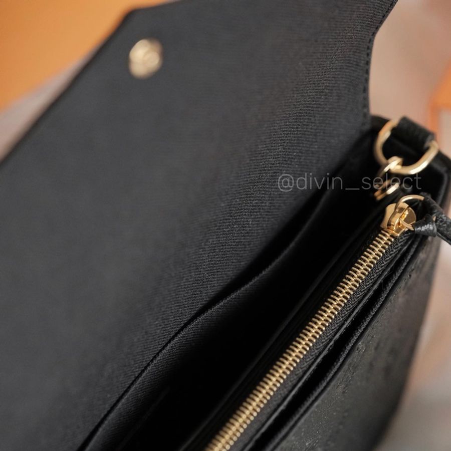 Louis Vuitton Felicie pochette 黑色壓紋牛皮三合一信封包 LV woc-4