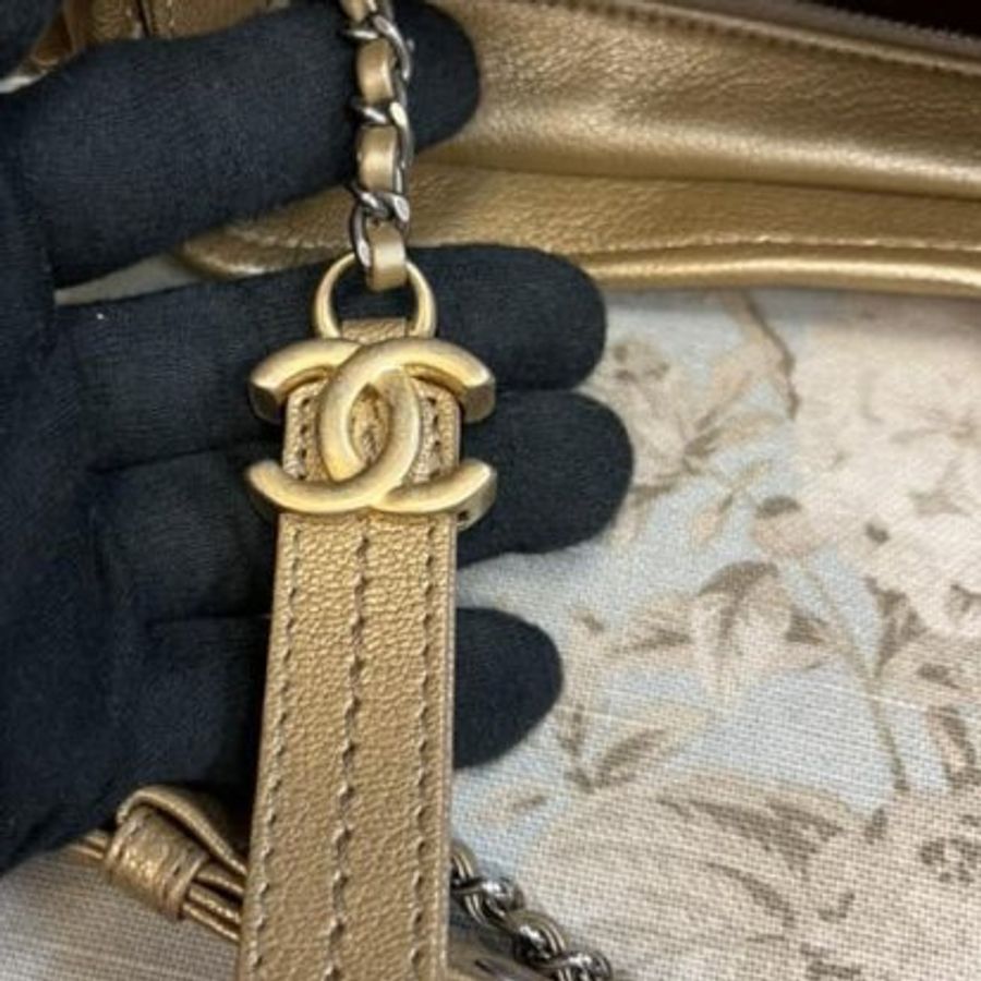 Chanel美美的古銅金色漸層大款流浪包-9