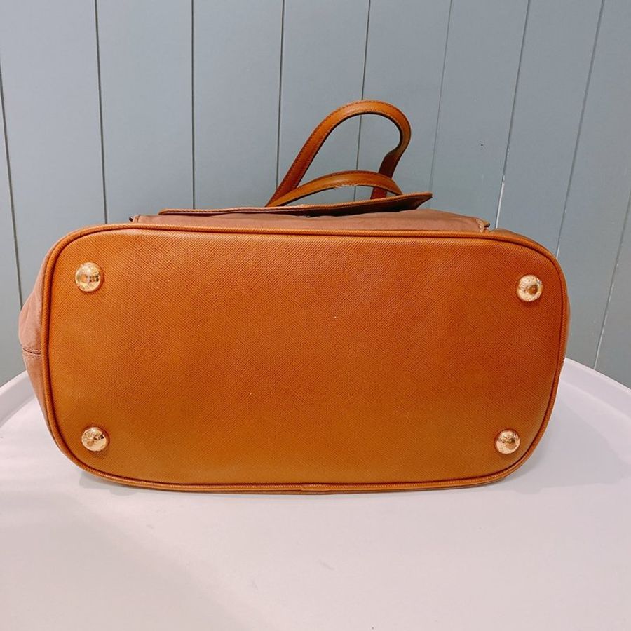 MICHAEL KORS 前口袋帆布拉鍊托特包-咖啡橘 UF022-3