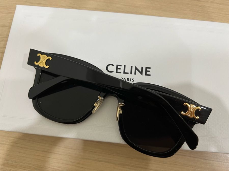 (已保留)(♥️♥️黑五特價)CELINE CL40222F 墨鏡 近全新 黑金 黑色 超美 triomphe凱旋門-6