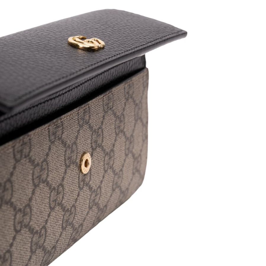 【GUCCI 古馳】GG Marmont Continental 雙G 掀蓋 皮夾 卡夾 長夾 米色 烏木色 黑色 456116-2