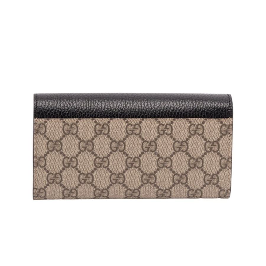 【GUCCI 古馳】GG Marmont Continental 雙G 掀蓋 皮夾 卡夾 長夾 米色 烏木色 黑色 456116-3