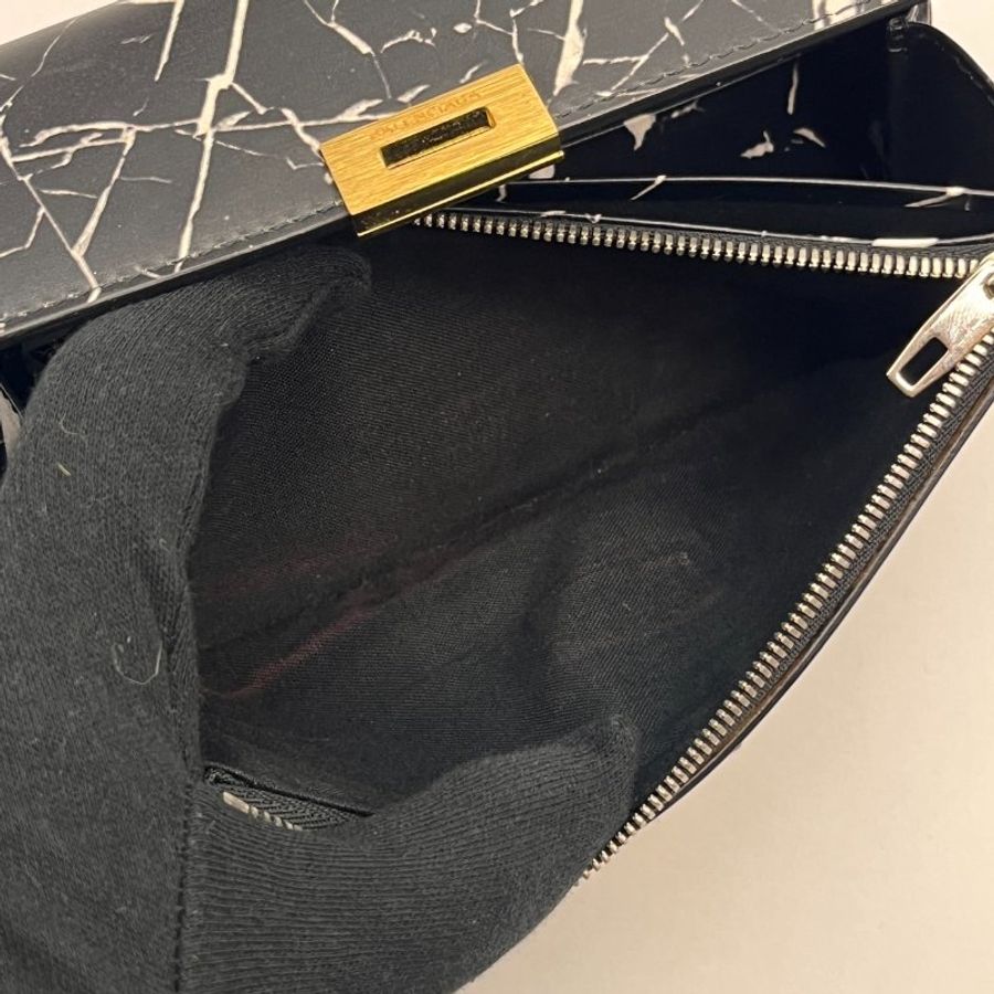 Balenciaga 黑色大理石全皮二折零錢長夾/皮夾-9