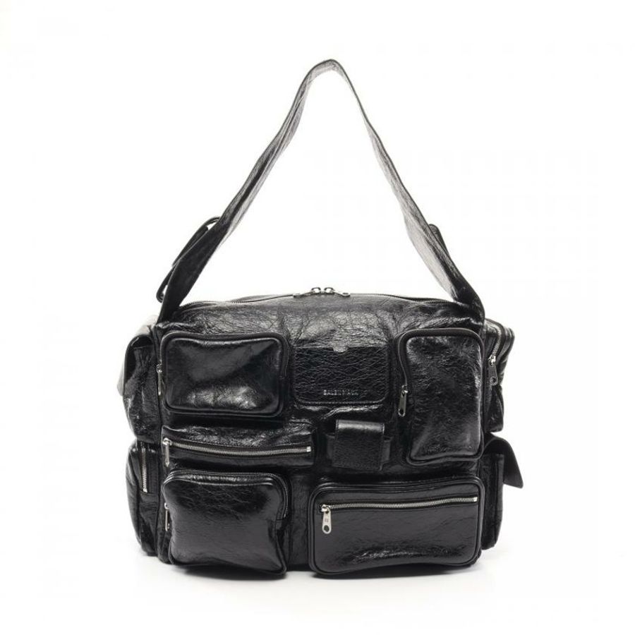 【日本直送】 BALENCIAGA BALENCIAGA SUPERBUSY LARGE SLING BAG 真皮肩包 黑色-0