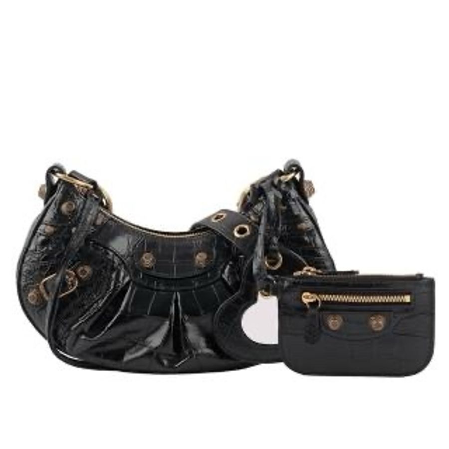 Balenciaga le cagole XS 鱷魚壓紋小牛皮-0