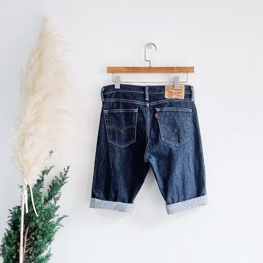 levis / 510 w30 深藍純素面反摺 男丹寧牛仔短褲自改古著vintage-1