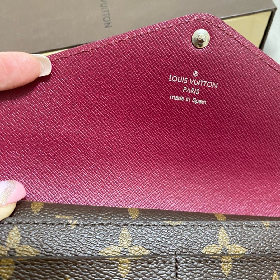 全新 保證正品 LV M60498 Marie-Lou 信封長夾/經典花紋EPI皮革拼接扣式長夾.紫紅-4