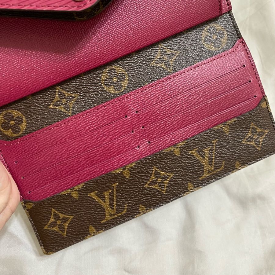 全新 保證正品 LV M60498 Marie-Lou 信封長夾/經典花紋EPI皮革拼接扣式長夾.紫紅-8