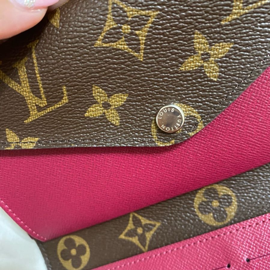 全新 保證正品 LV M60498 Marie-Lou 信封長夾/經典花紋EPI皮革拼接扣式長夾.紫紅-10