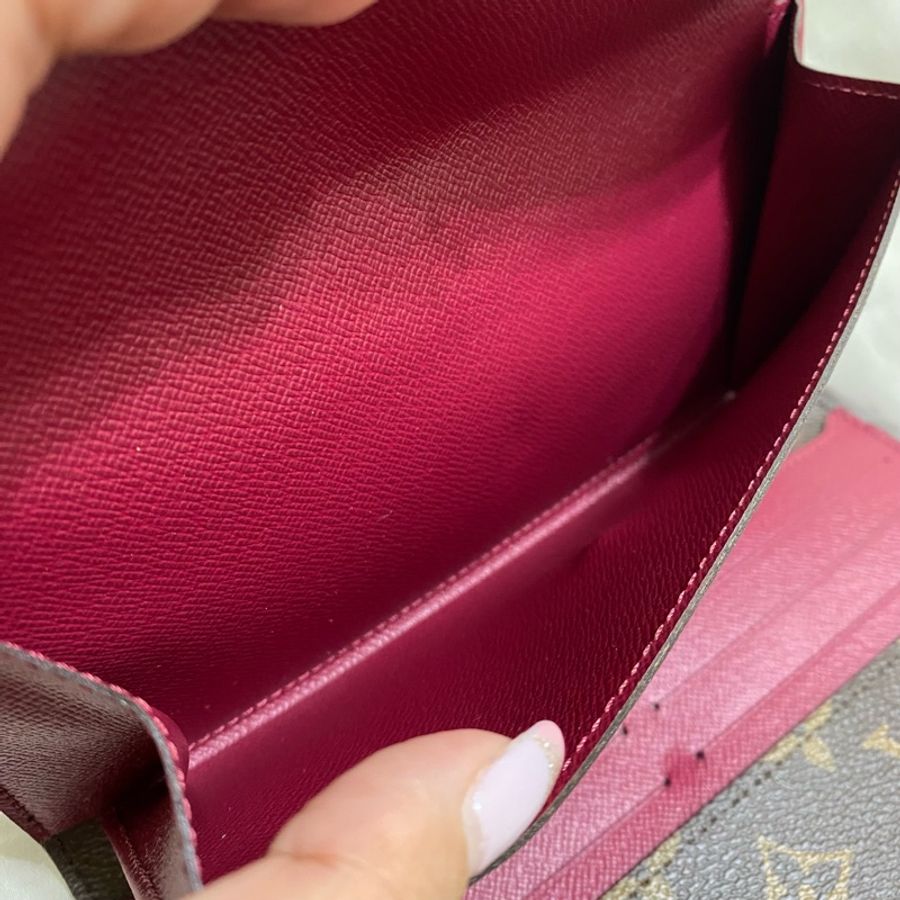 全新 保證正品 LV M60498 Marie-Lou 信封長夾/經典花紋EPI皮革拼接扣式長夾.紫紅-11