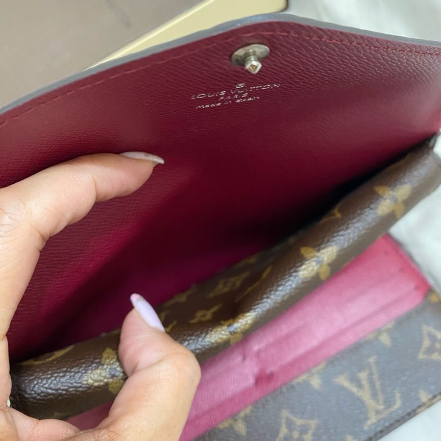 全新 保證正品 LV M60498 Marie-Lou 信封長夾/經典花紋EPI皮革拼接扣式長夾.紫紅-12