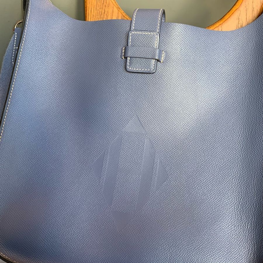 Hermes Evelyn’s Sellier 29牛皮銀釦斜背包（深藍色）-1