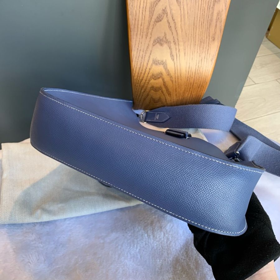 Hermes Evelyn’s Sellier 29牛皮銀釦斜背包（深藍色）-3