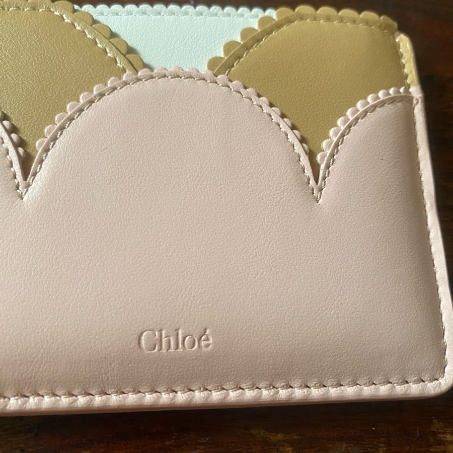 Chloe最新款蕾絲立體切割撞色卡夾全新-1