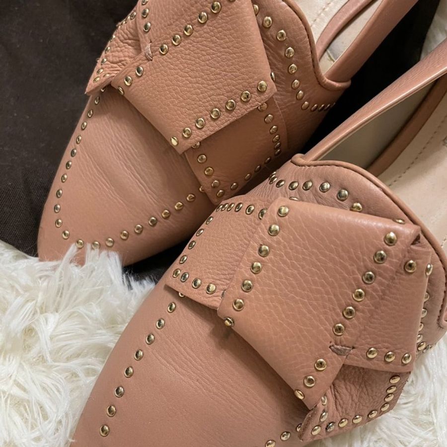 Tod’s 平底鞋 TOD'S Leather Ballet Flats With Studded Bow Pink-3