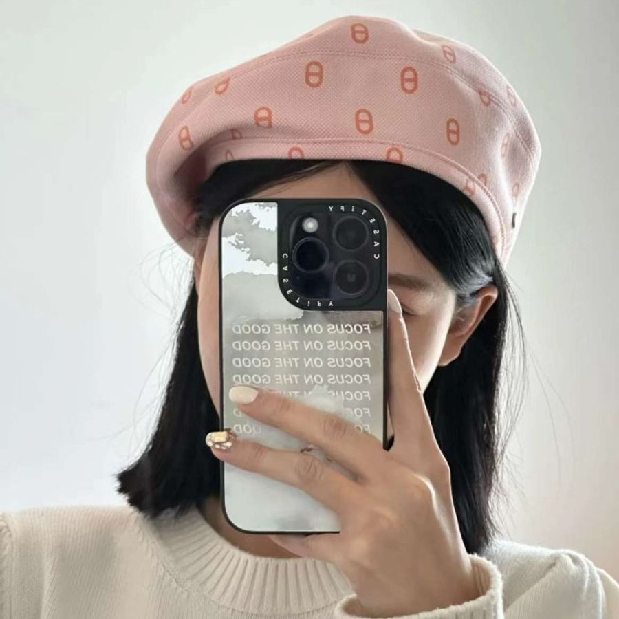 Hermès貝雷帽  全新帶吊牌 57 經典豬鼻子滿logo 少女心爆棚的粉色-0