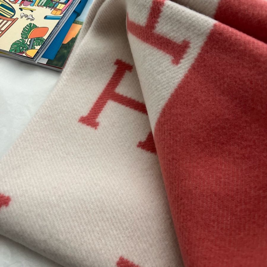 Hermès 愛馬仕全新Avalon 寶寶毯粉紅色-7